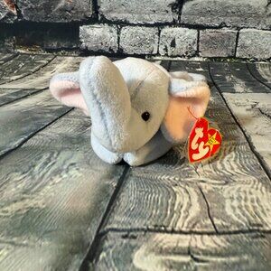Vintage Ty Beanie Babies 1995 "Peanut" Light Blue Elephant Style 4062 Plush Toy